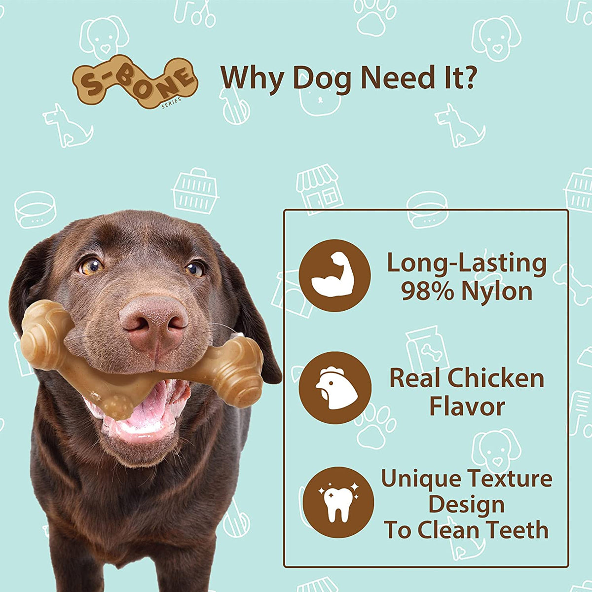 GiGwi Nylon Bone With S Shape - 7" (Large)