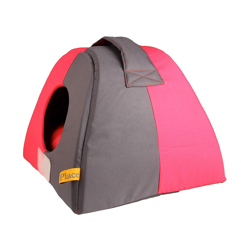 Gigwi Place Pet House Canvas, Plush, TPR Blue  &  Gray - Small