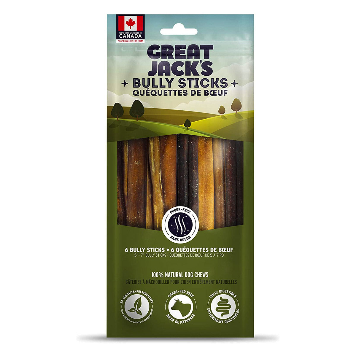 Great Jack's Odour-Free Bully Sticks  - 6 pcs
