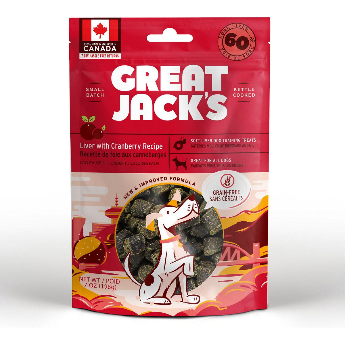 Great Jack's Liver with Cranberry Recipe Grain-Free Dog Treats 7oz / 198gm