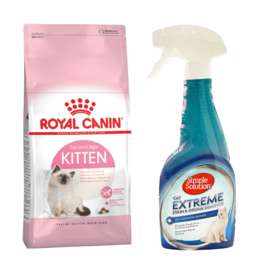 Royal Canin Feline Health Nutrition Kitten 4kg + Simple Solution Extreme Stain & Odor Remover (Cat) 500ml
