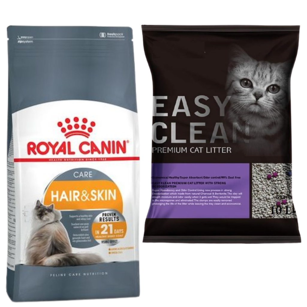 FREE Emily Pets Easy Clean Cat Litter 10L Combo with Royal Canin Hair & Skin Dry Food 4kg