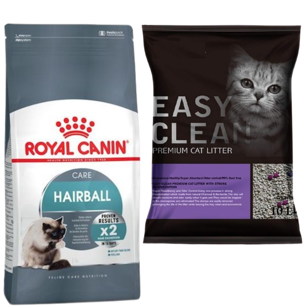 FREE Emily Pets Easy Clean Cat Litter 10L Combo with Royal Canin Hairball Care Dry Food 4kg