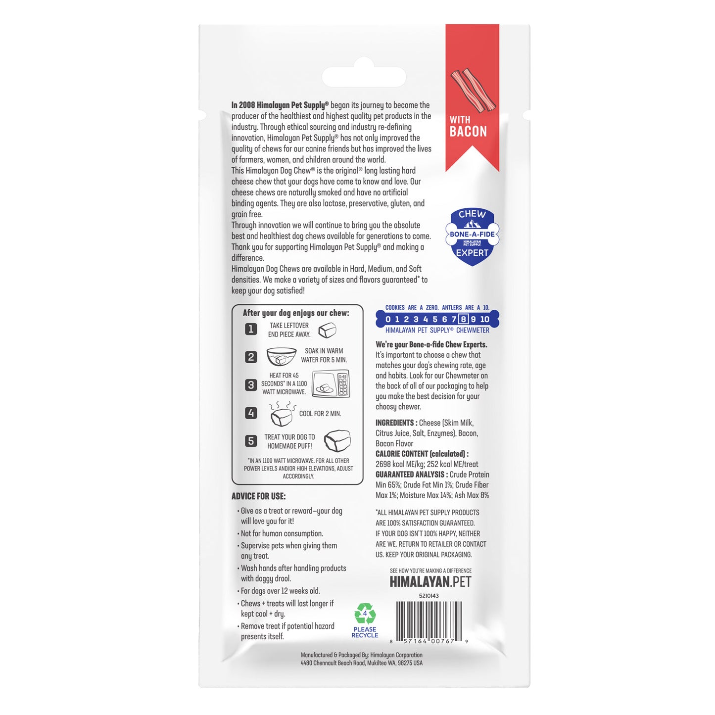 Himalayan Dog Chew Bacon - Large