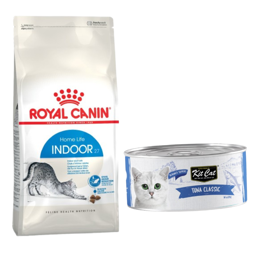 Royal Canin Feline Health Nutrition Indoor 2kg + Kit Cat Tuna Classic 80g