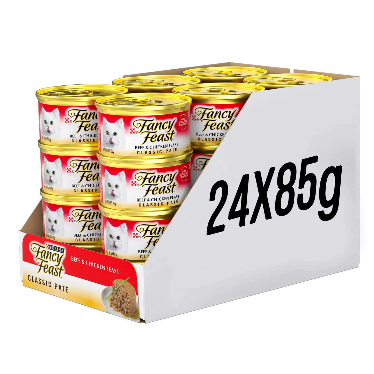 (85g) (Pack of 24) Purina Fancy Feast Classic Beef & Chicken Wet Cat Food