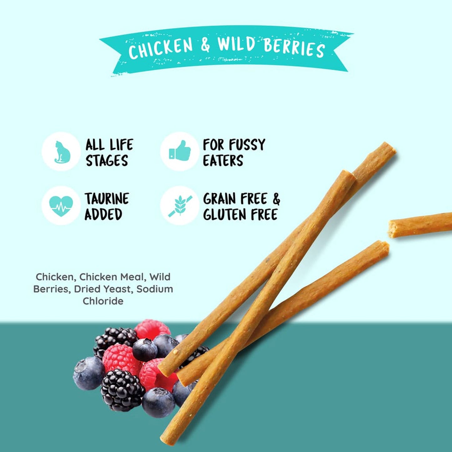 Kit Cat Grain Free Cat Stick Chicken  &  Wild Berries 15g
