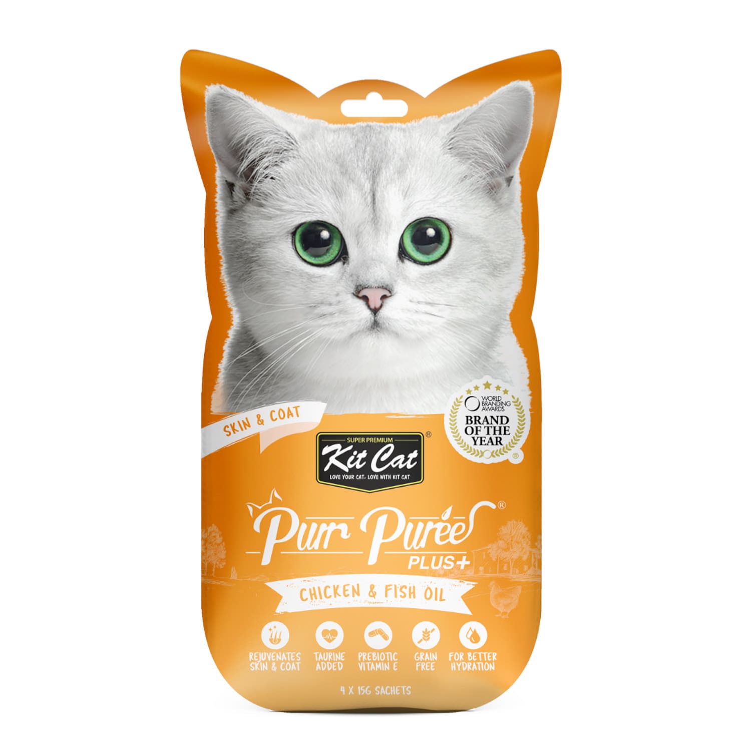 Kit Cat Purr Puree Plus+ Chicken & Fish Oil (Skin &Coat)