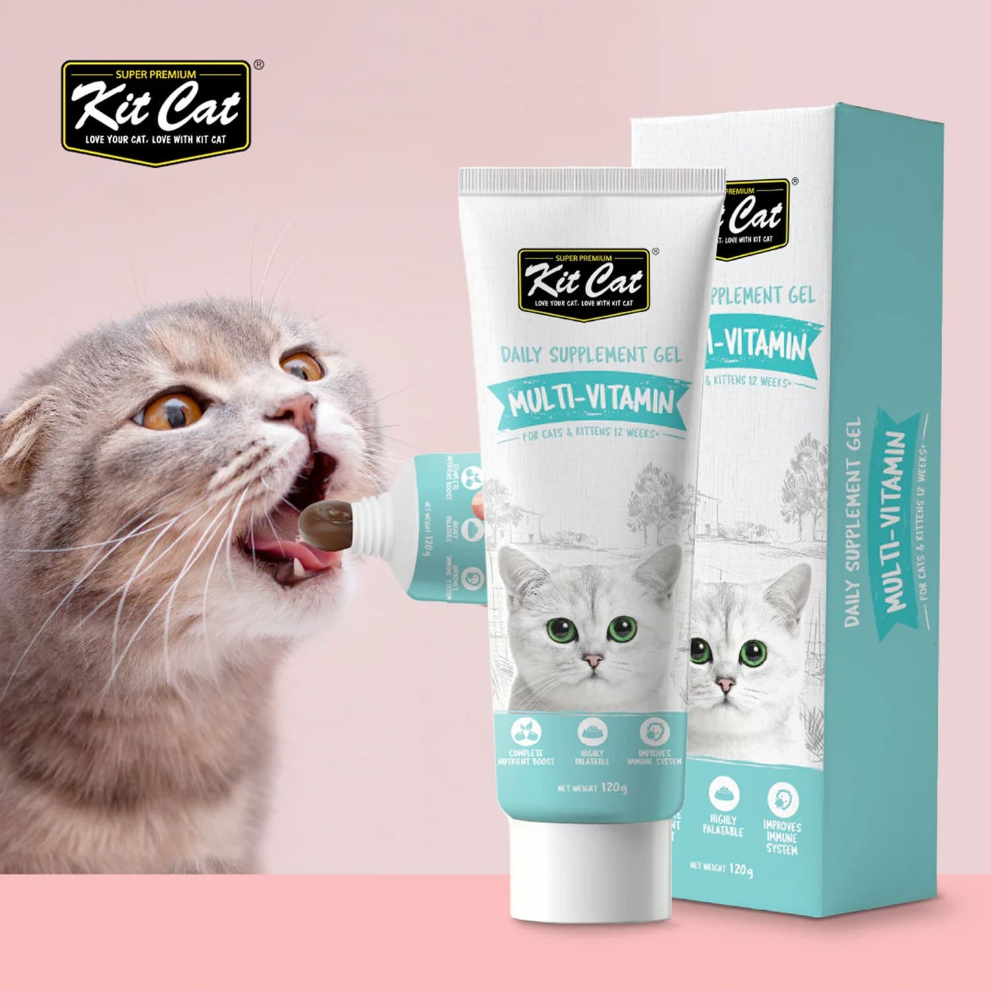 Kit Cat Daily Nutritional Supplement Gel For Cats  &  Kittens - Multi-Vitamin (120g)