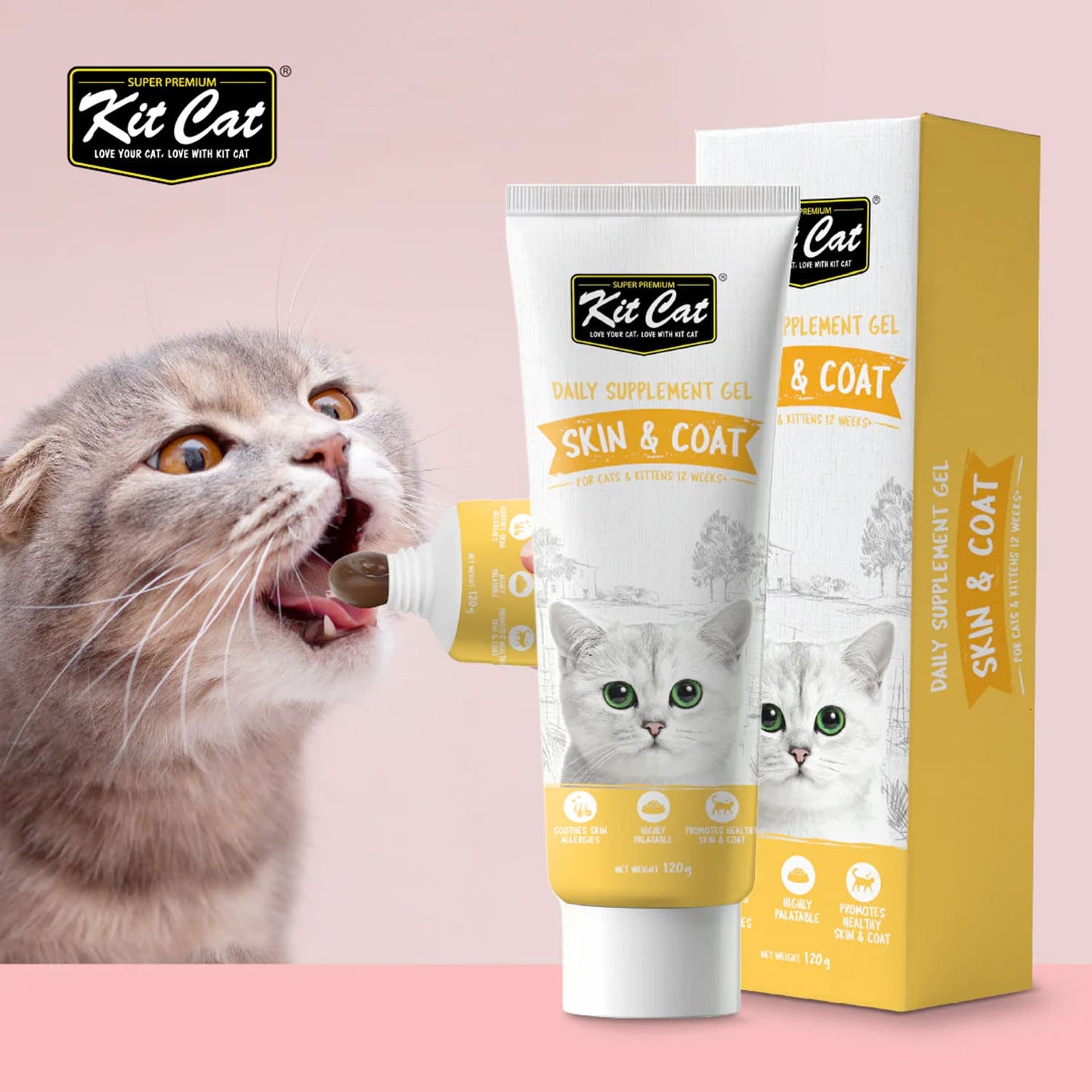 Kit Cat Daily Nutritional Supplement Gel For Cats  &  Kittens - Skin  &  Coat (120g)