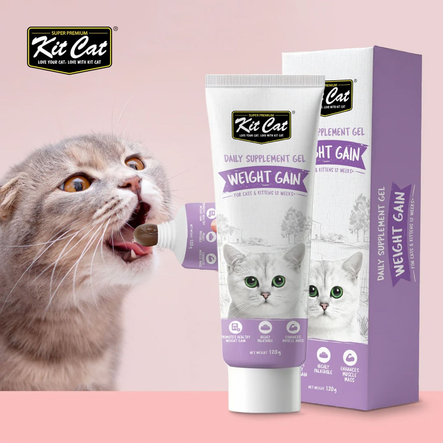 Kit Cat Daily Nutritional Supplement Gel For Cats  &  Kittens- Weight Gain (120g)