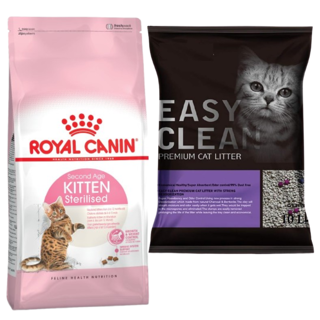 FREE Emily Pets Easy Clean Cat Litter 10L Combo with Royal Canin Kitten Sterilised Dry Food 2kg