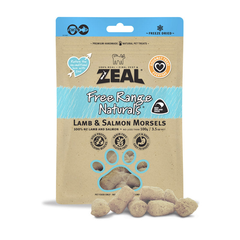 Zeal Dried Lamb &amp; Salmon Morsels (Cat) 100g