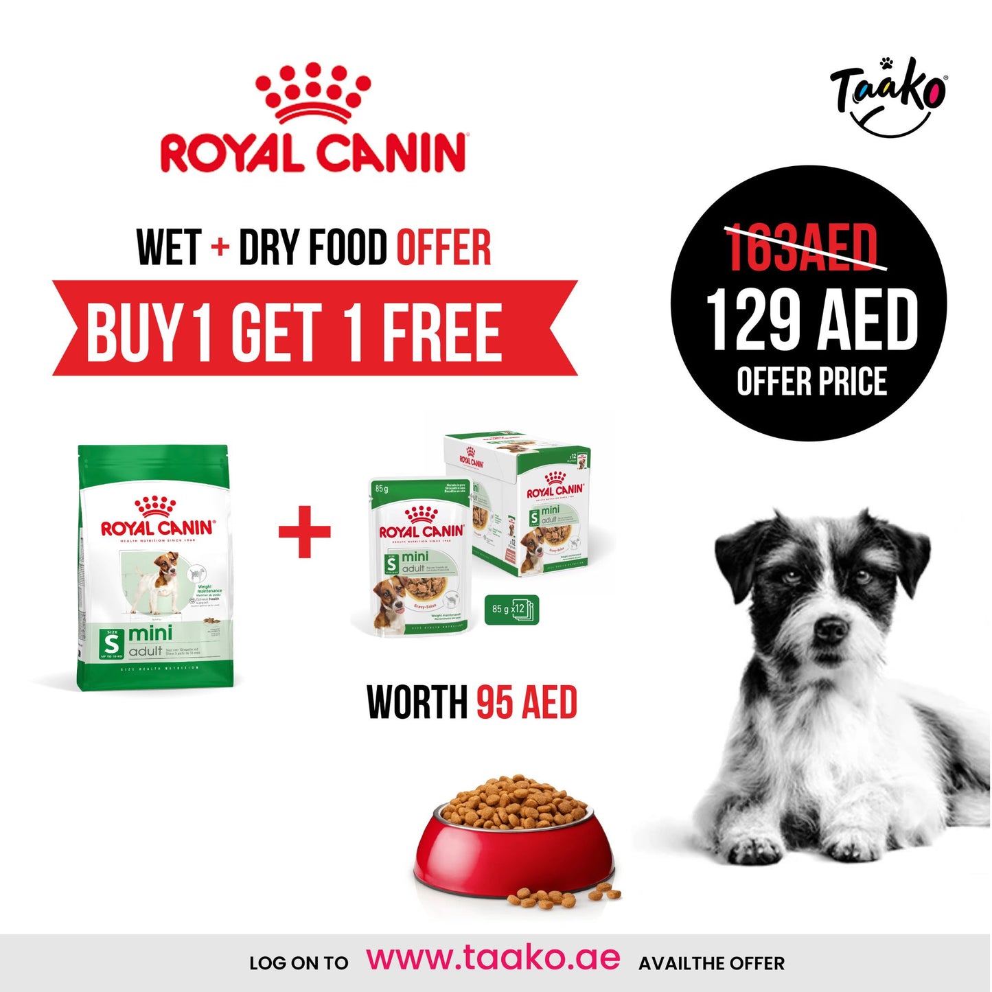 Buy Royal Canin Size Health Nutrition Mini Adult 2 kg and Get FREE Royal Canin Size Health Nutrition Mini Adult (Wet Food - Pouches) 6 x 85 g