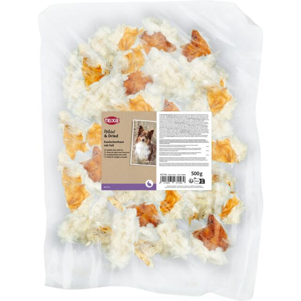 Trixie Natural & Dried Rabbit Skin With Fur Dog Treat - 500G