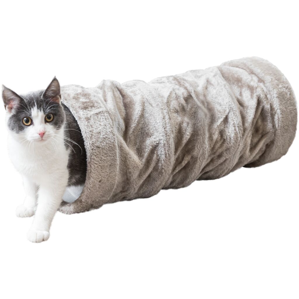 Trixie Plush Playing Tunnel for Cats -  GREY/22X60CM