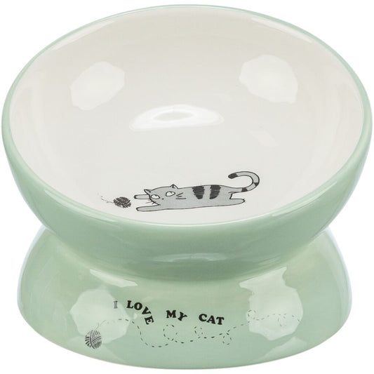 Trixie I Love My Cat Elevated Ceramic Cat Bowl - SAGE/13CM