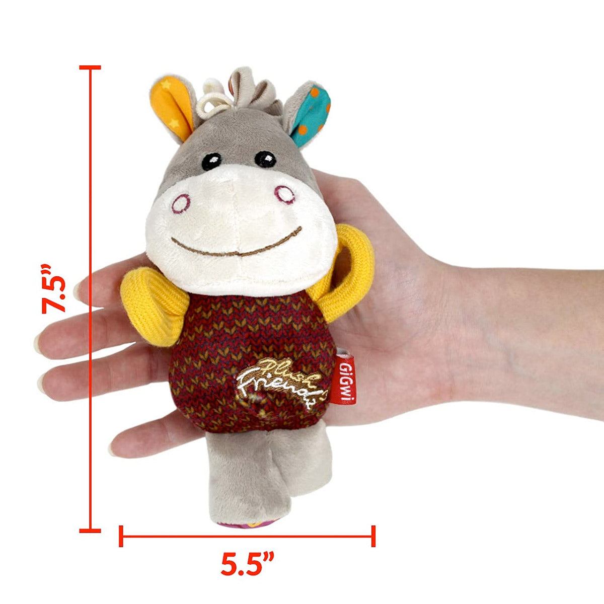 Gigwi Plush Friendz Dog Toy with Squeaker - Donkey