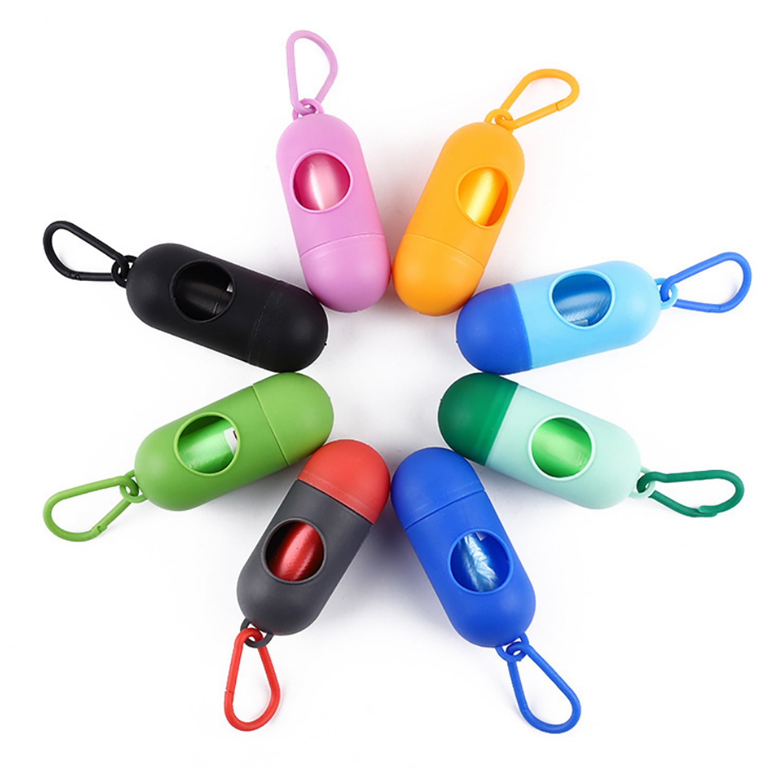 Dog Poo Bags Dispenser - assorted colors with 15 bags