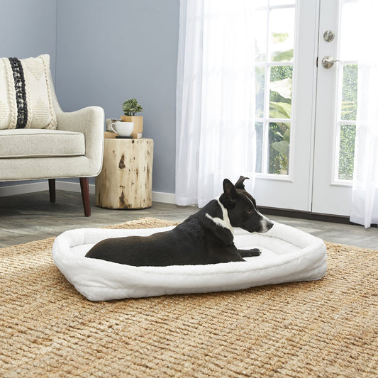 Quiet Time Deluxe Fleece Double Bolster Bed White - 36 inch