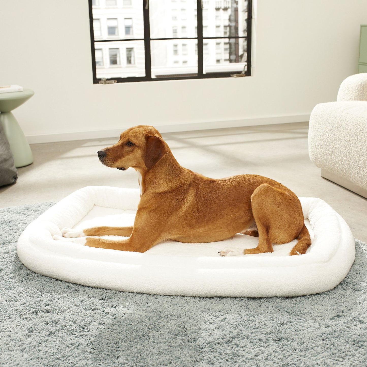 Quiet Time Deluxe Fleece Double Bolster Bed White - 42 inch