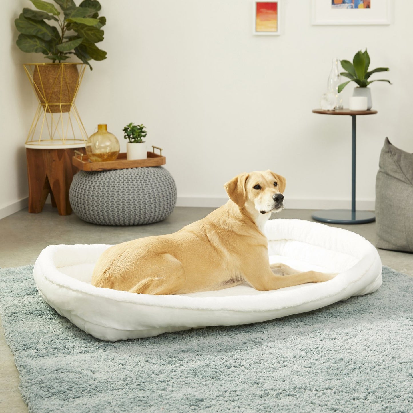 Quiet Time Deluxe Fleece Double Bolster Bed White - 48 inch