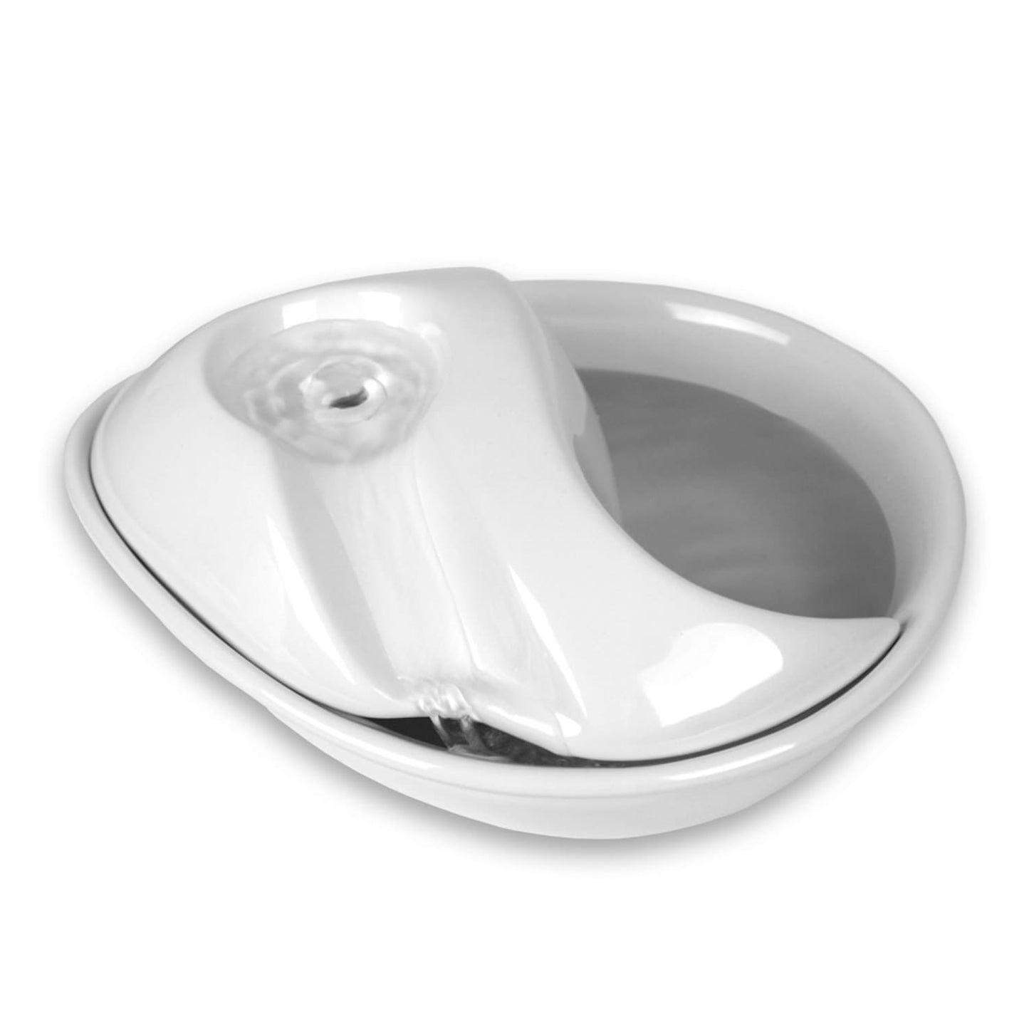 Raindrop Durable Ceramic Pet Fountain 60oz (White)