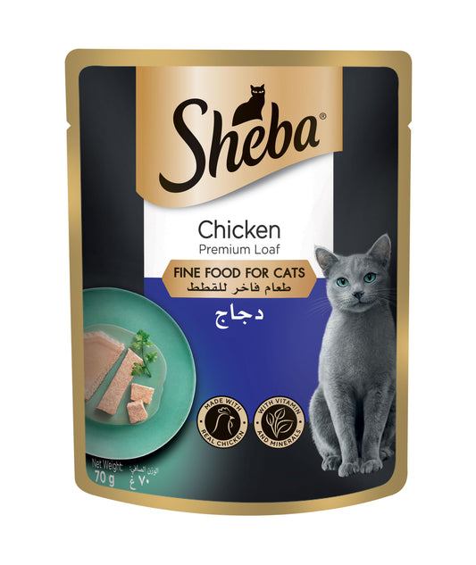 Sheba Fine Wet Cat Food Pouch Chicken Premium Loaf - 70G