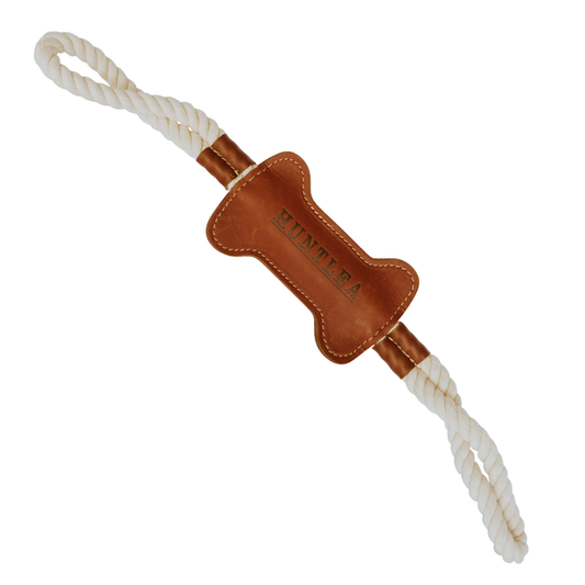 Huntlea Dog Tug Toy with Leather Bone Centre - LARGE