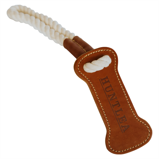 Huntlea Dog Tug Toy with Double Leather Bone - LARGE