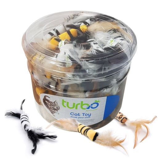 Turbo Feather Toys Bulk Cat Toy Bin - 51 pcs