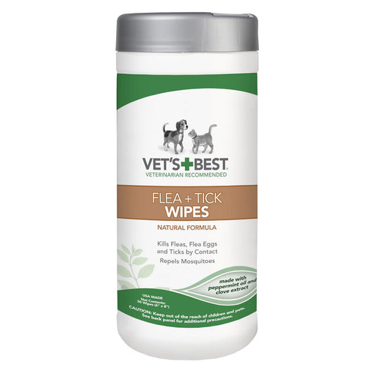 Vet's Best Flea + Tick Dog & Cat Wipes, 50 count