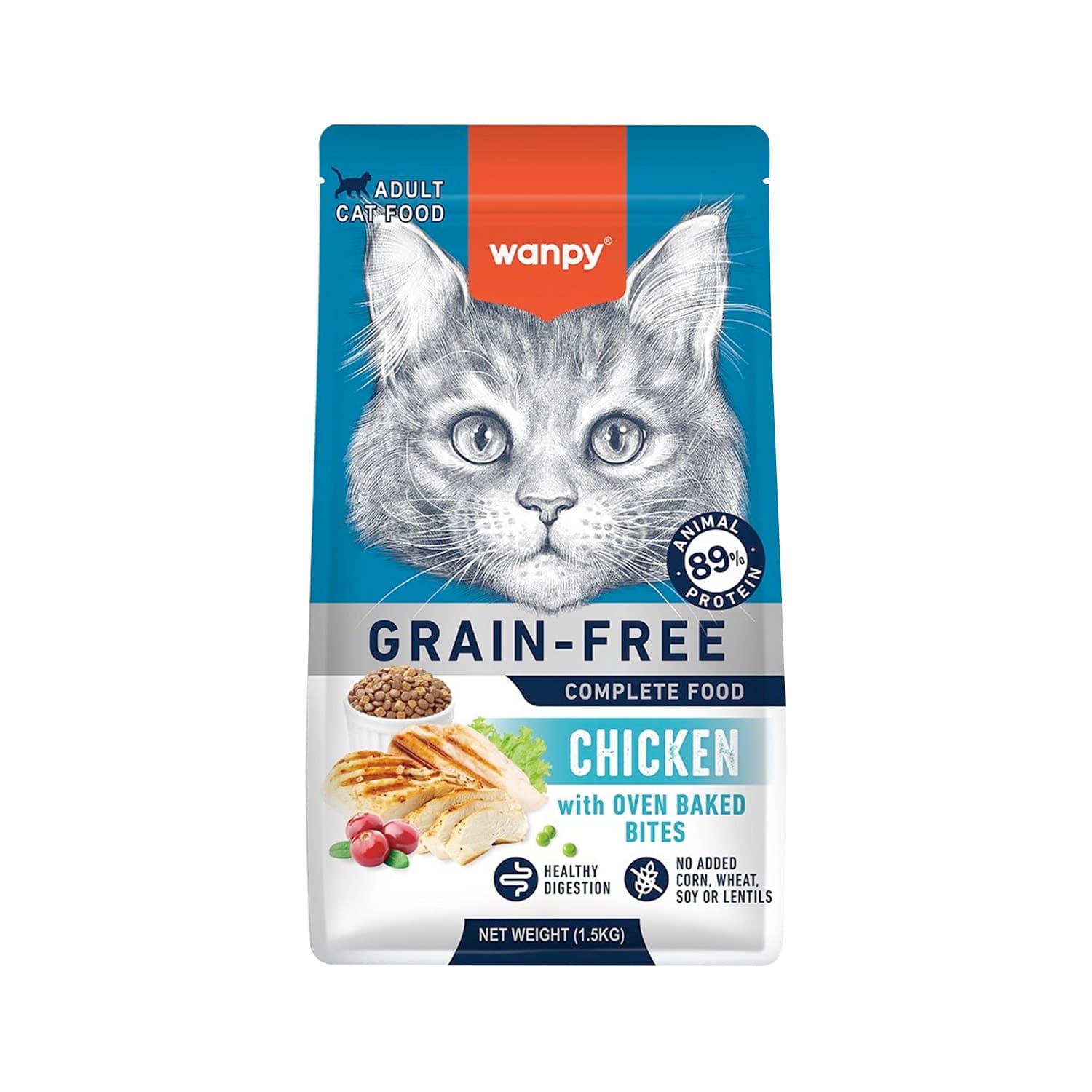 Wanpy Grain Free Complete Food for Adult Cat - Chicken Recipe - 1.5Kg