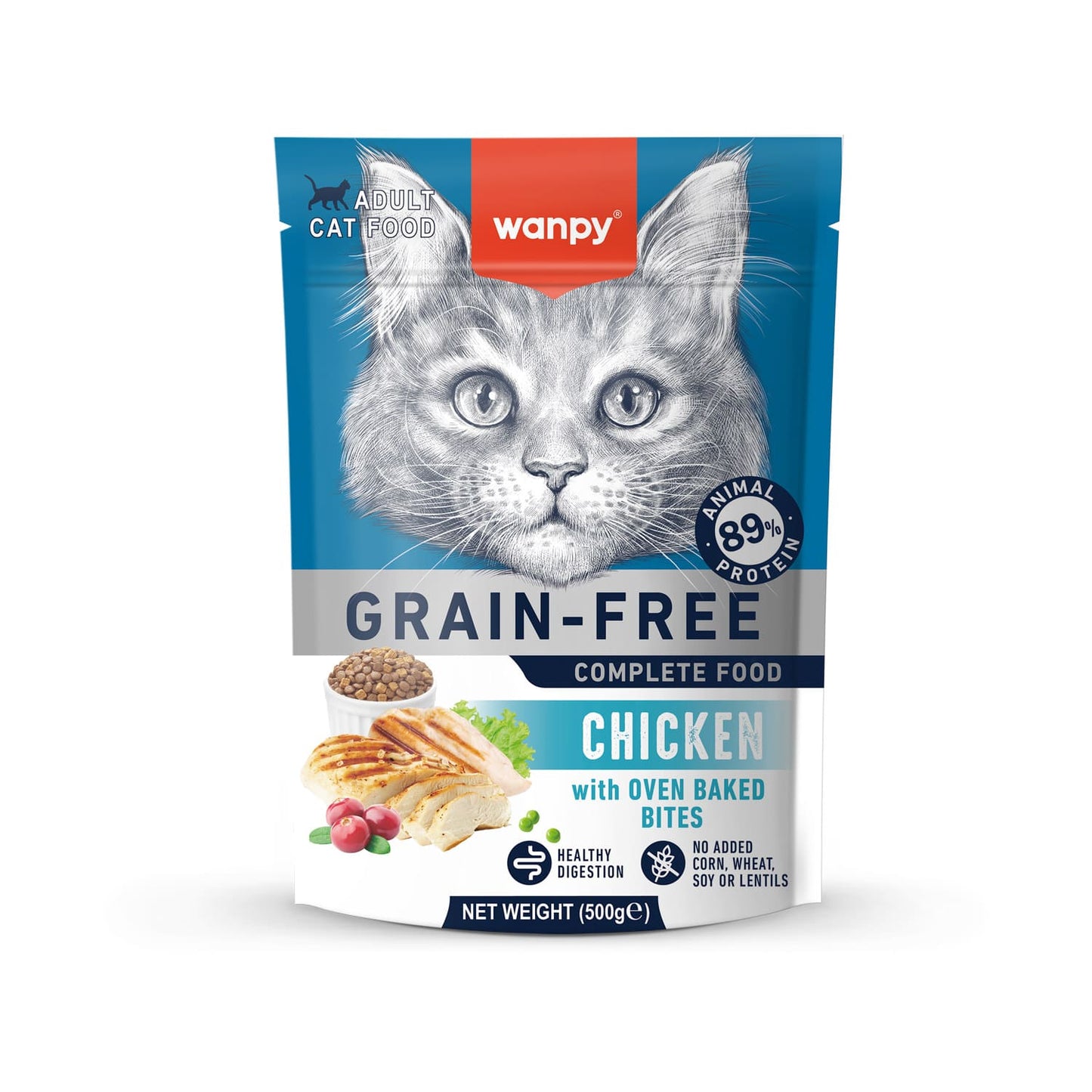 Wanpy Grain Free Complete Food for Adult Cat - Chicken Recipe - 500g