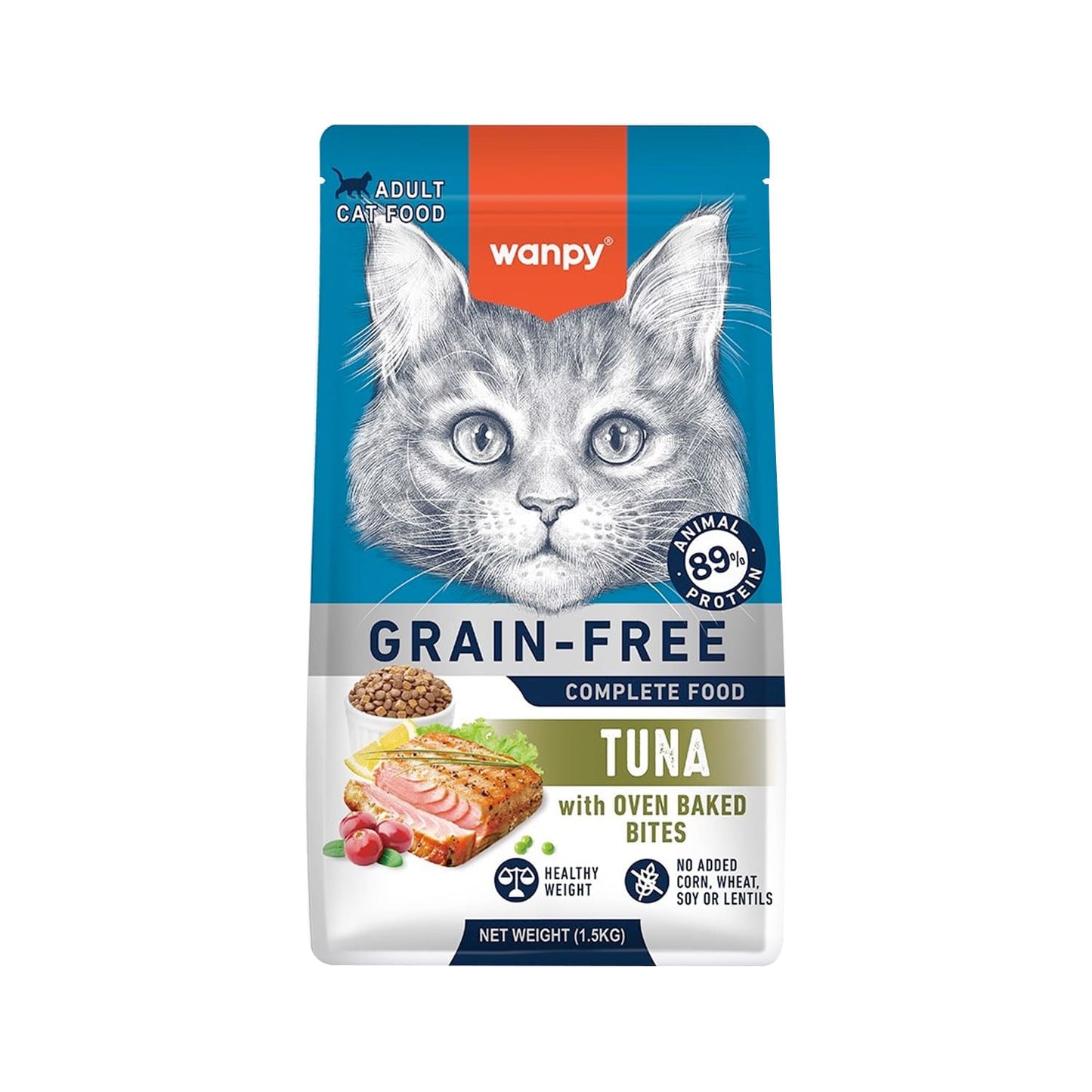 Wanpy Grain Free Complete Food for Adult Cat - Tuna Recipe - 1.5Kg