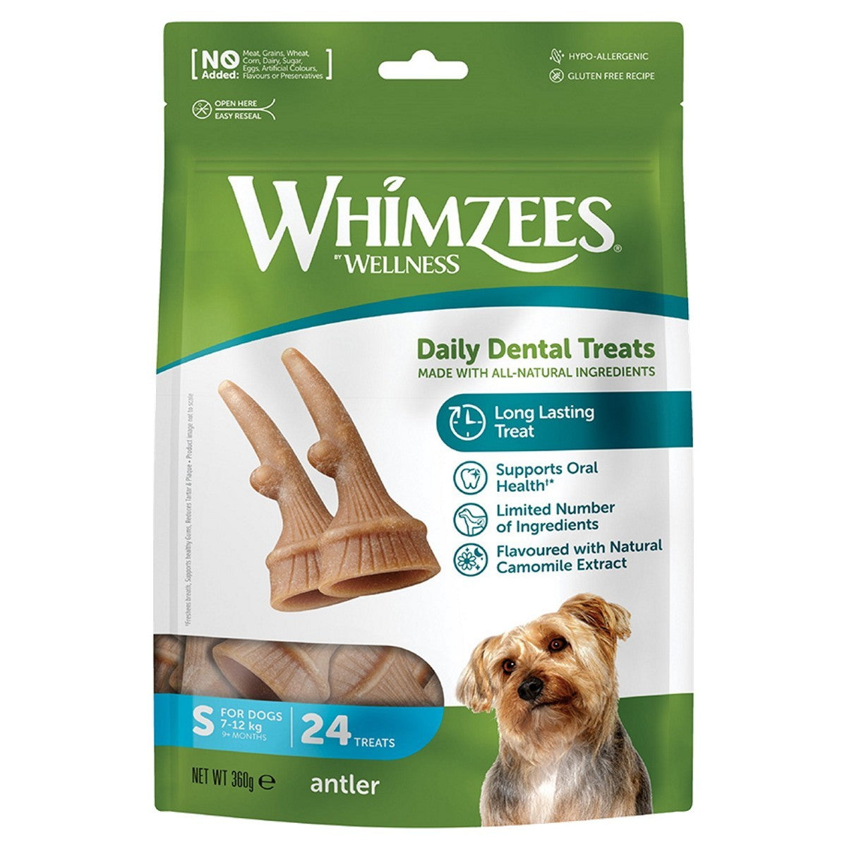 WHIMZEES Occupy Antler Natural Dental Chews for Dogs - Small (24pc)