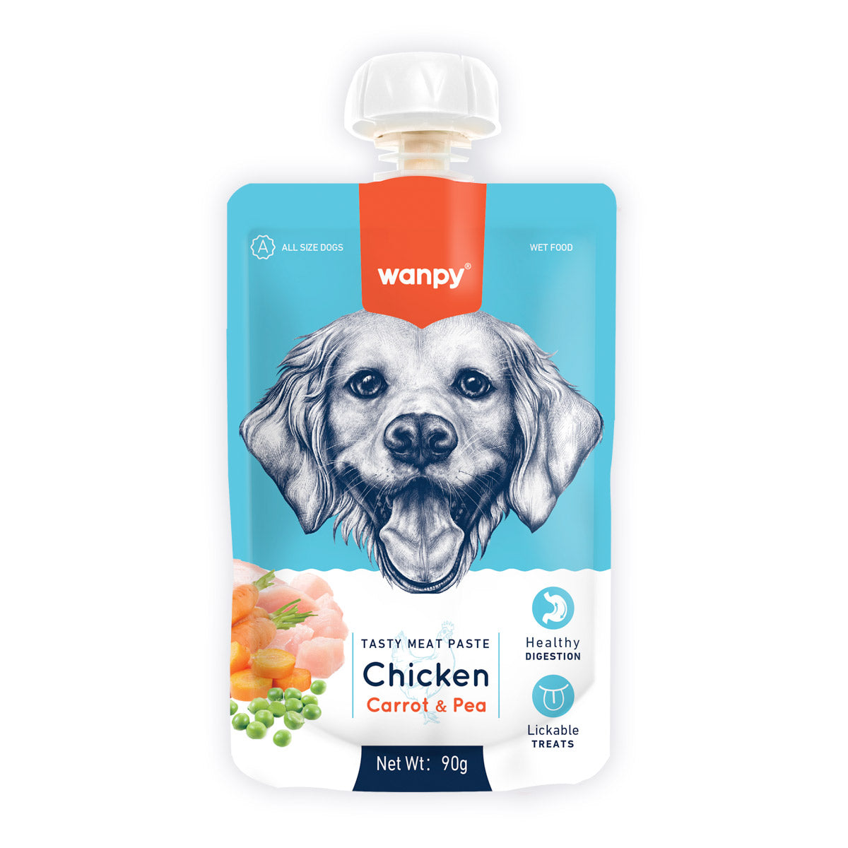 Wanpy Tasty Meat Paste Chicken with Carrot  &  Pea for Dogs 90g