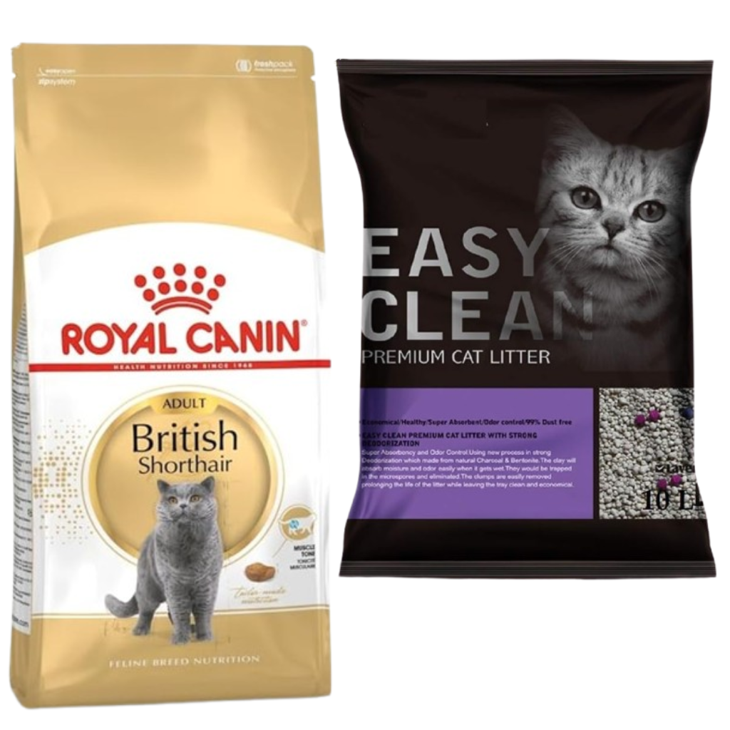 FREE Emily Pets Easy Clean Cat Litter 10L Combo with Royal Canin British Shorthair Dry Food 4kg
