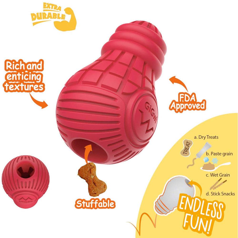 Red Bulb Dispensing Treat Dog Toy - Medium