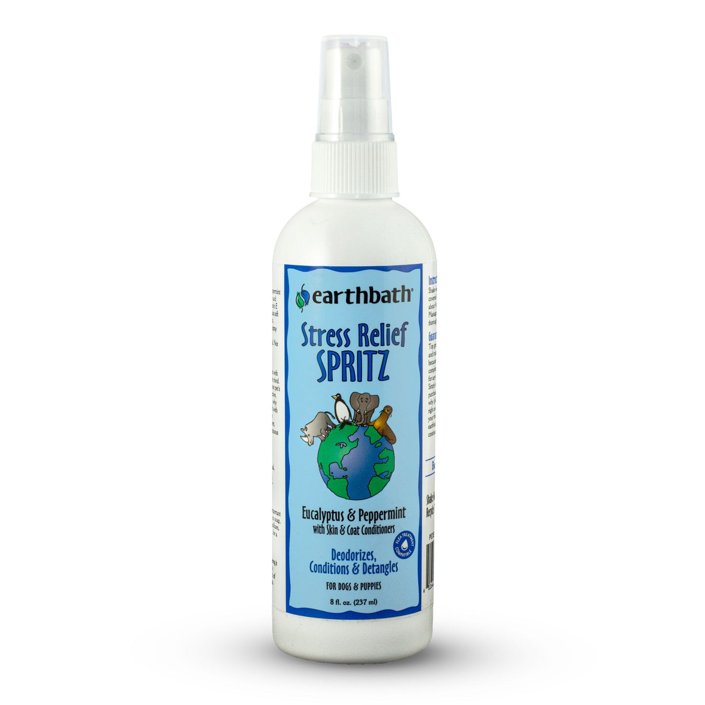 earthbath® Stress Relief Spritz, Eucalyptus  &  Peppermint with Skin  &  Coat Conditioners, Made in USA, 8 oz pump spray