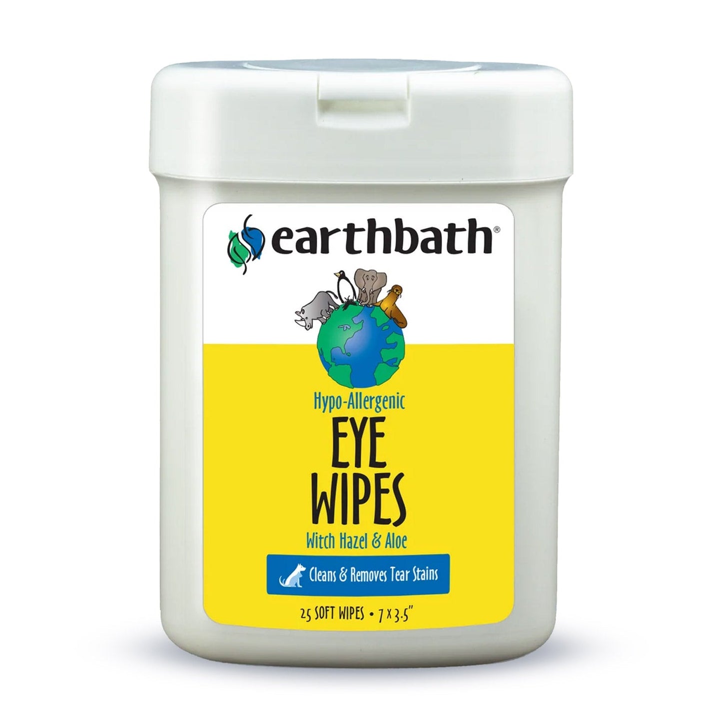 earthbath Eye Wipes Hypo Allergenic Fragrance Free for Dogs Cats Puppies Kittens 25 ct re sealable container