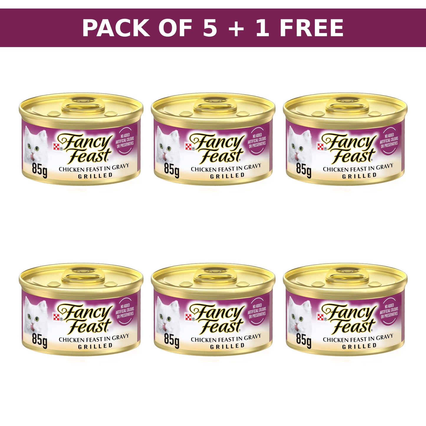 (85g) (Pack of 5+1 Free) Purina Fancy Feast Grilled Chicken Wet Cat Food Promo Pack