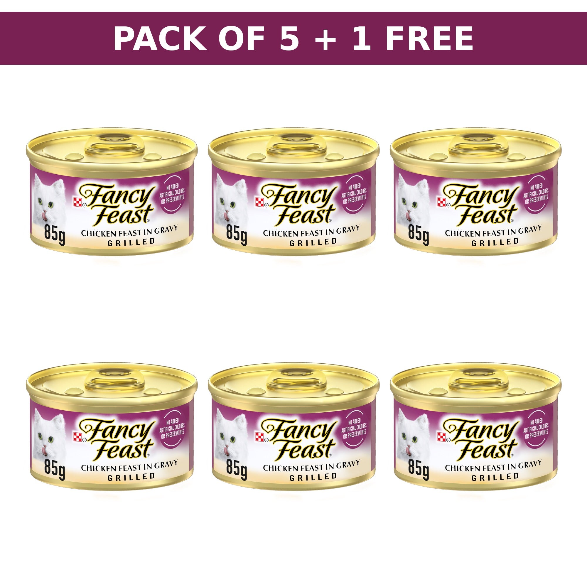 (85g) (Pack of 5+1 Free) Purina Fancy Feast Grilled Chicken Wet Cat Food Promo Pack