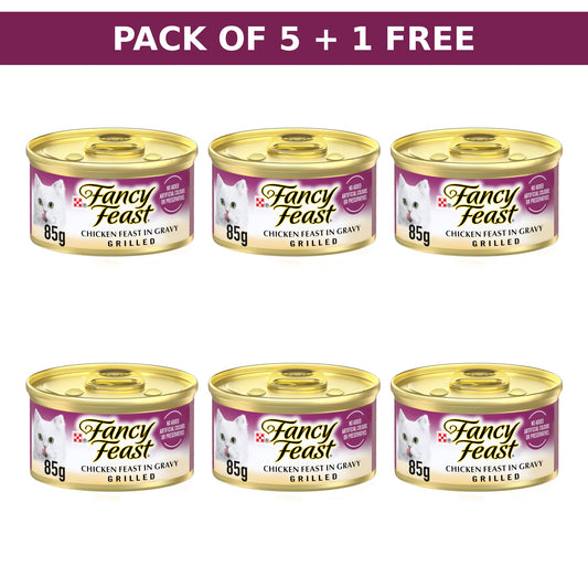 (85g) (Pack of 5+1 Free) Purina Fancy Feast Grilled Chicken Wet Cat Food Promo Pack