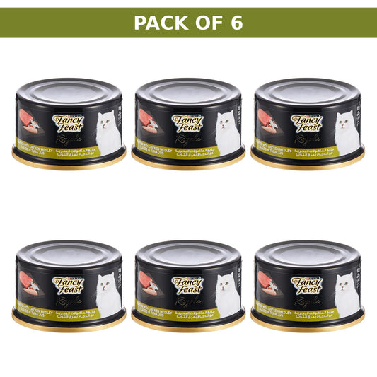 Pack of 6, Purina Fancy Feast Royale Seafood & Chicken Wet Cat Food (85g)