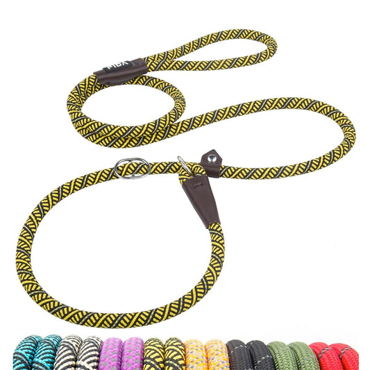 Fida Durable Slip Lead Dog Leash / Training Leash(6ft length, 1/2" thick Rope) - Yellow