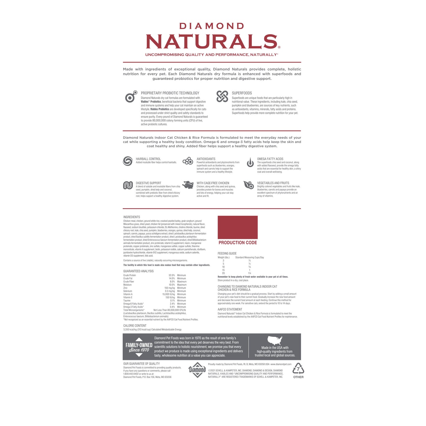 Diamond Naturals Indoor Cat Chicken & Rice Formula