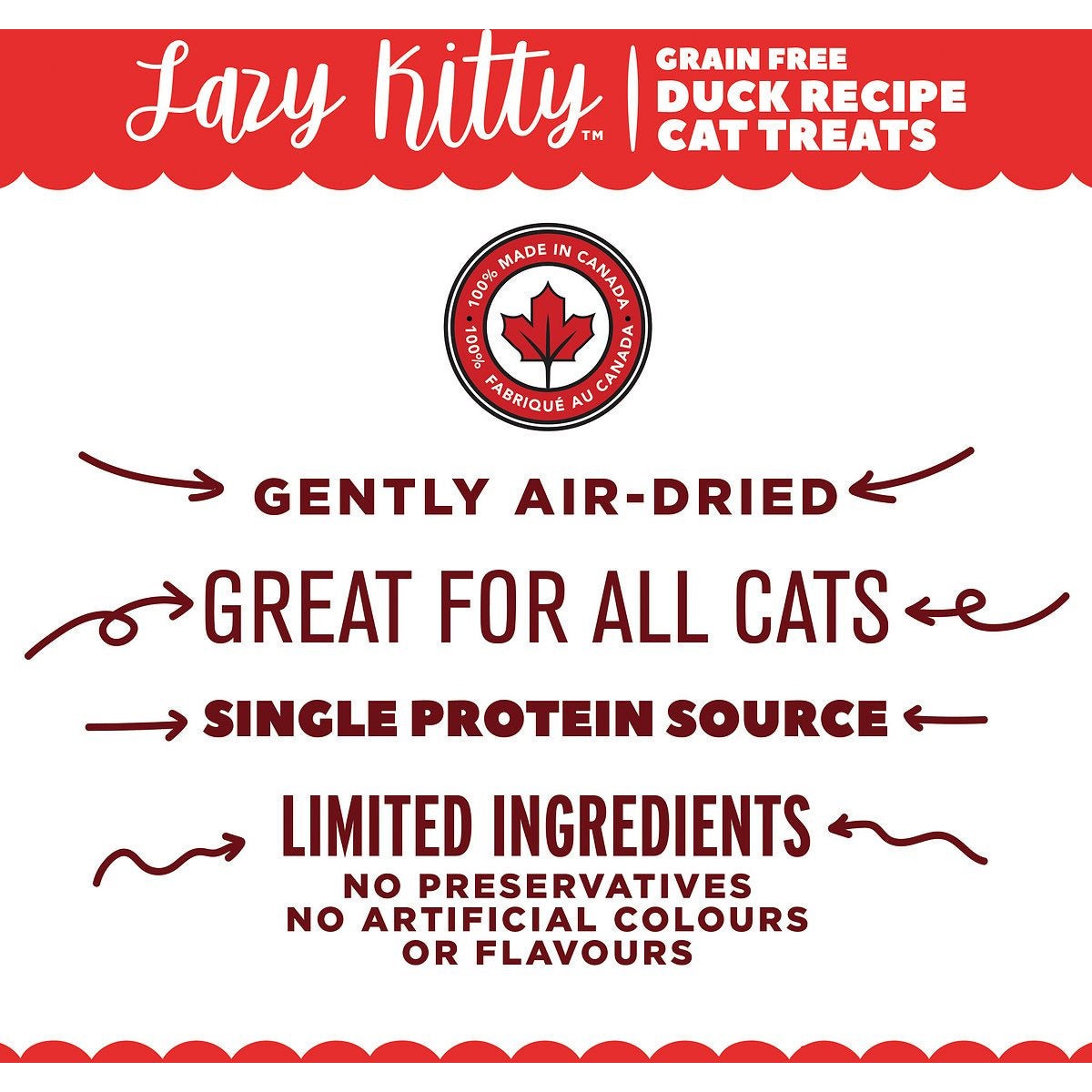 Lazy Kitty Air-Dried Grain-Free Cat Treats -  Duck Recipe 3oz / 85gm
