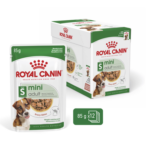 Royal Canin  Size Health Nutrition Mini Adult (Wet Food - Pouches) Pack of 12 x 85 gm,