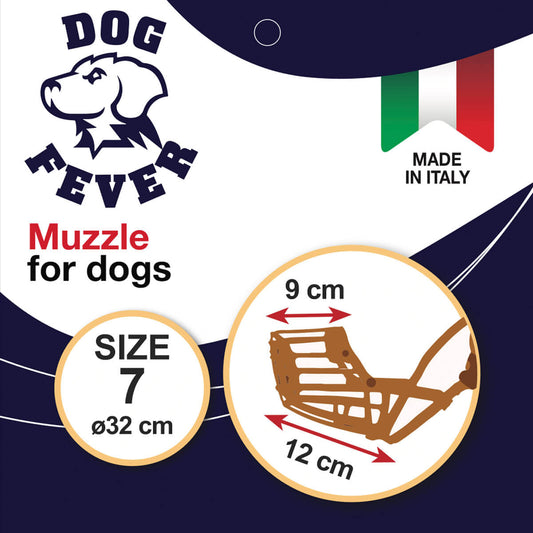 Dog Fever Plastic Dog Muzzle with Nylon Strap - Brown, Size 7